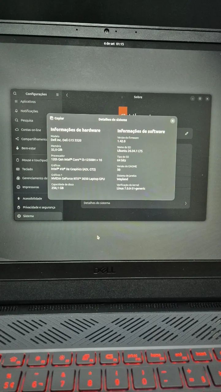 Dell G15 5520 - Intel Core i5 12ª Geração | 32GB RAM | RTX 3050