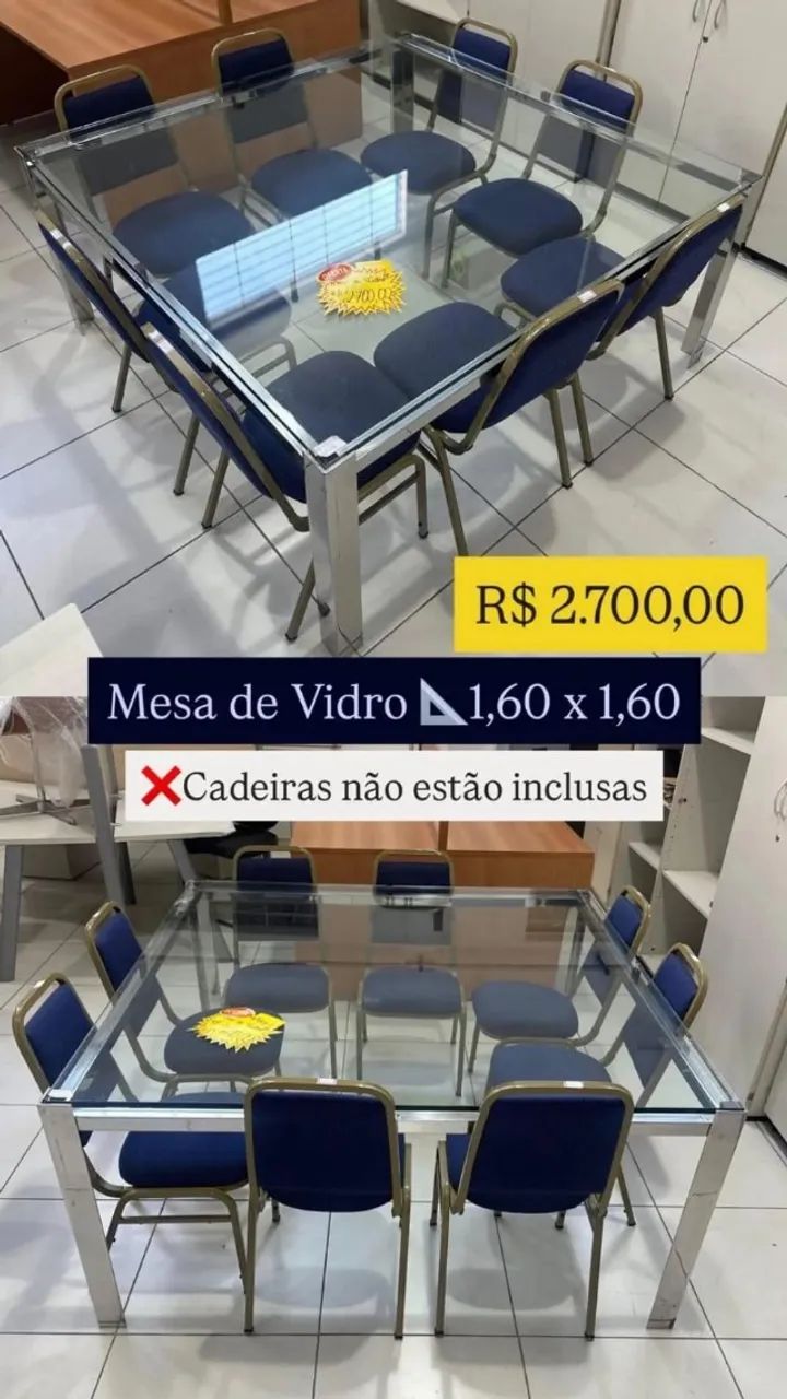 Mesa Quadrada de Vidro