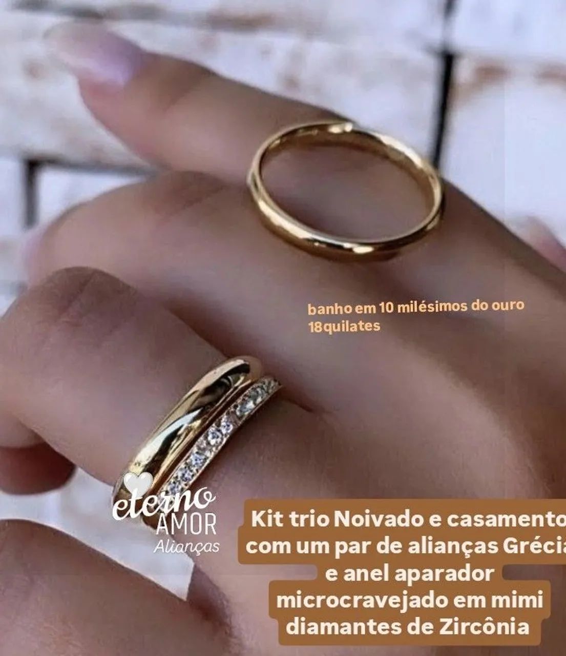 KIT TRIO DE ALIANÇAS NOIVADO E CASAMENTO  - Foto 5