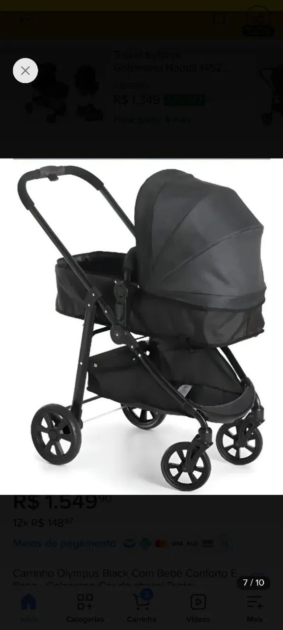Vendo carrinho galzerano olympus+ bebe conforto + base  - Foto 3
