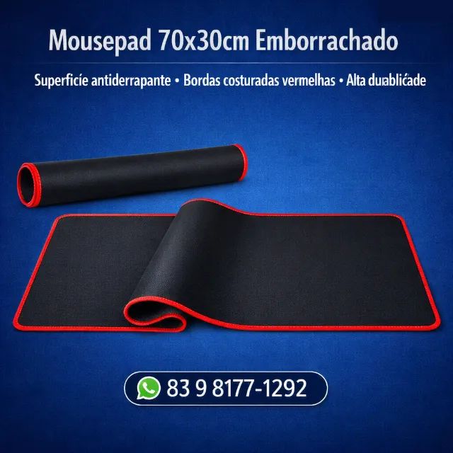 Mousepad 70x30cm Borda Vermelha