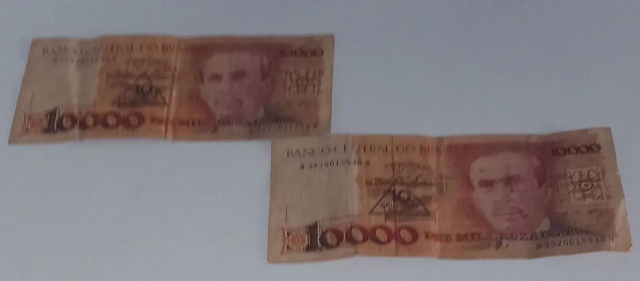 02 Notas de 10.000 Cruzados C/ Carimbo de 10 Cruzados Novos - Raras p/ Colecionadores - Foto 2