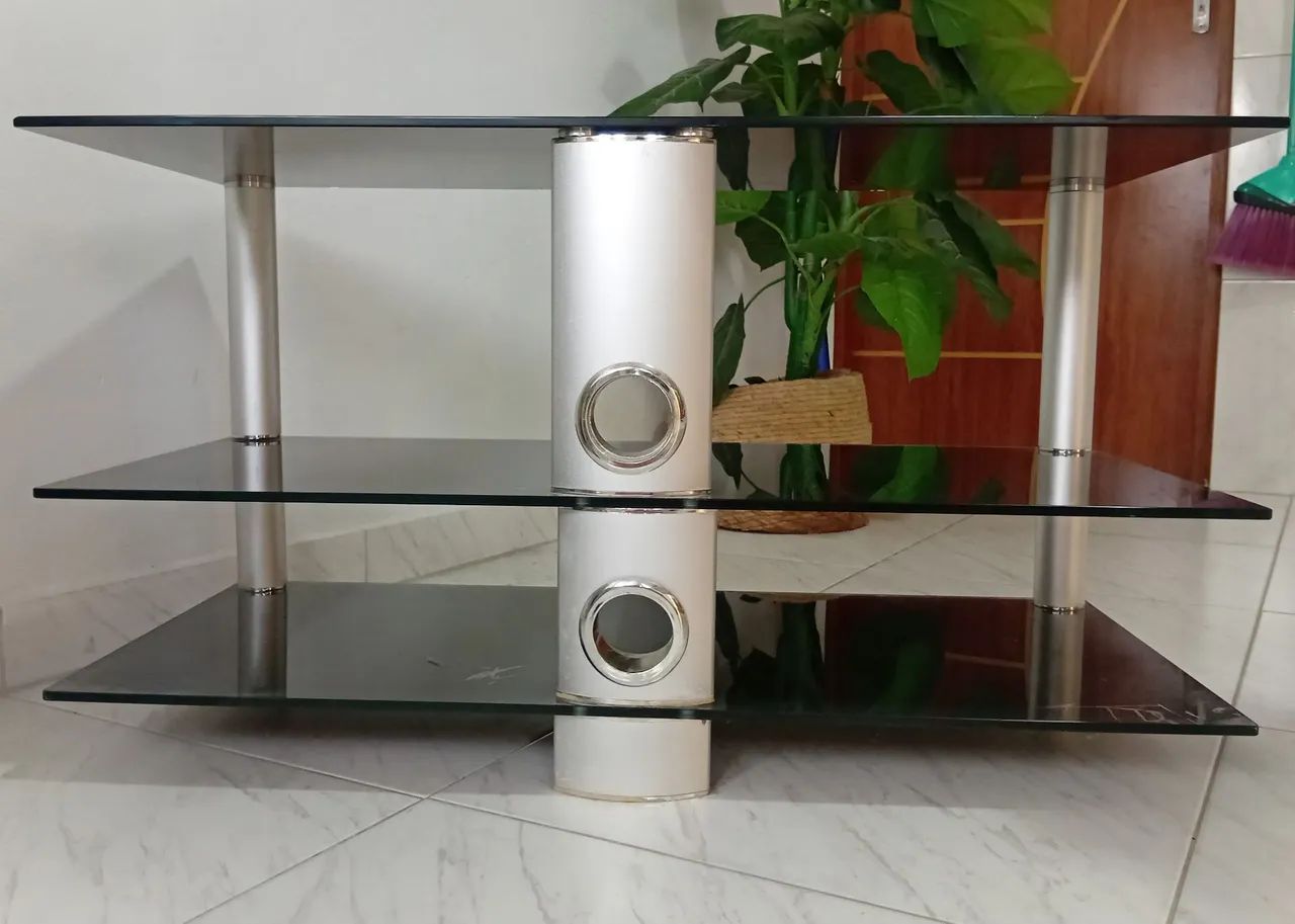 Rack / Estante Importada da Alemanha para TV e Som - Vidro Temperado e Alumínio - Foto 2