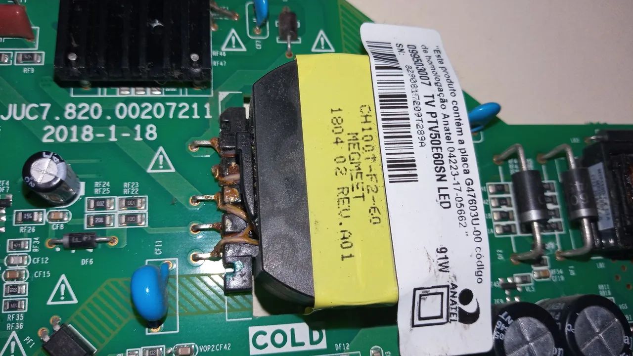 PLACA FONTE TV PHILCO 50"POLEGADA PTV50E60SN LED - Foto 2