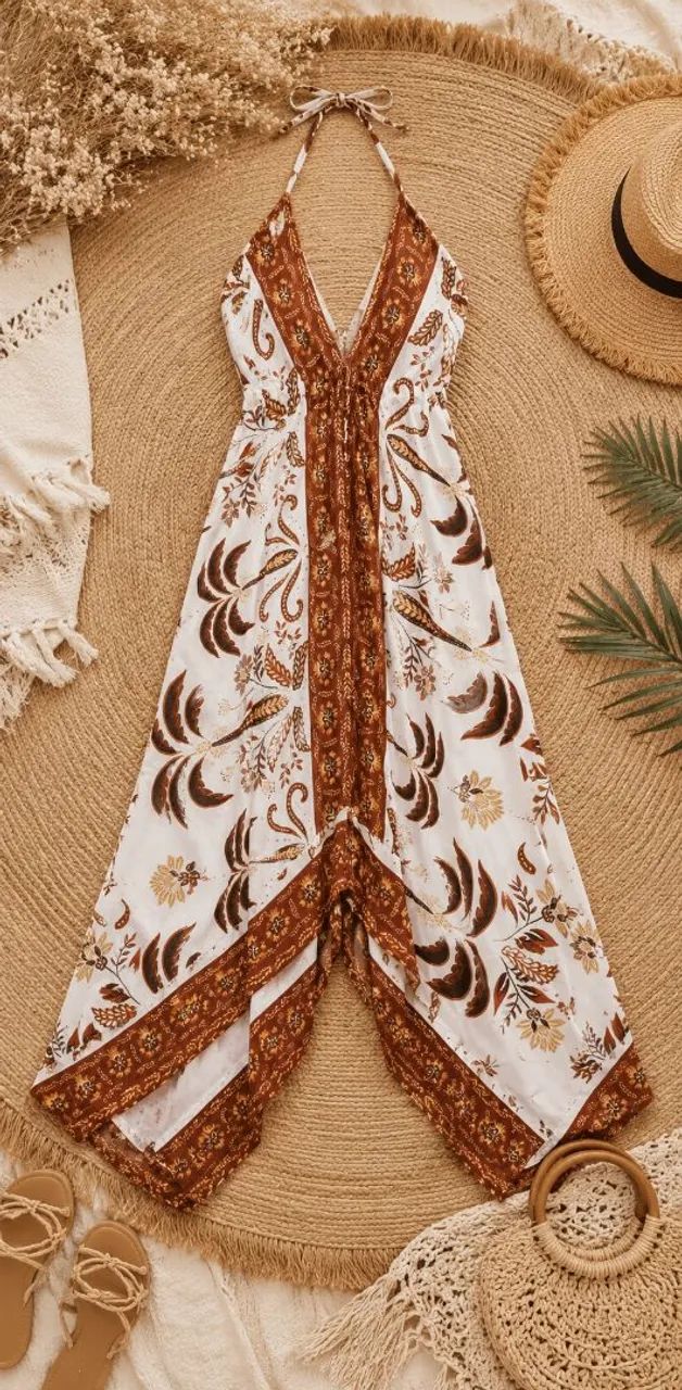 Vestido longo alcinha com decote 