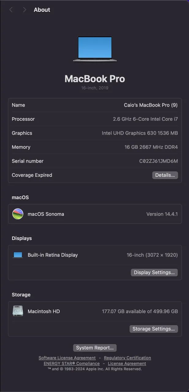 macbook pro 16" intel - 2019