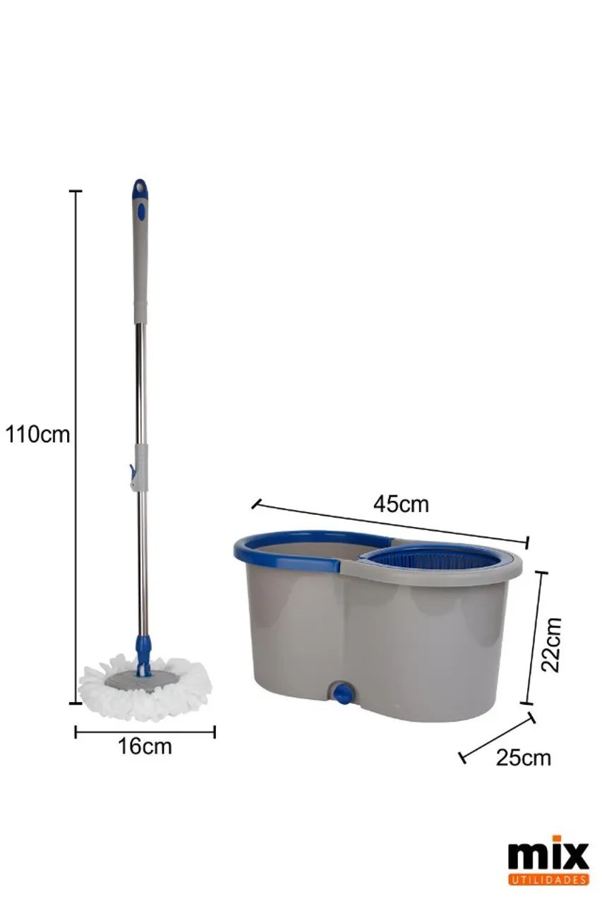 MOP GIRATÓRIO 360º COM BALDE E CESTO 13L - CLEAN TECH - Foto 3