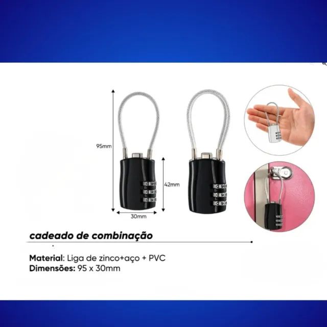 Cadeado Com Senha E Cabo De Aço Flexível - Foto 2