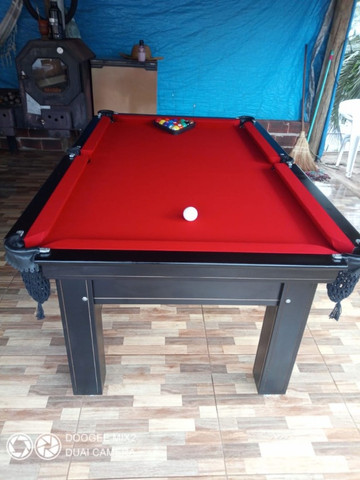 Mesa Tentação e Jantar Cor Marrom Escuro Tecido Vermelho Mod. MSIG7749