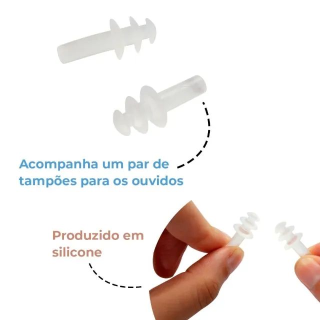 Óculos de Natação com Estojo Plástico e Tampão de Ouvidos (Envia todo Brasil) - Foto 4