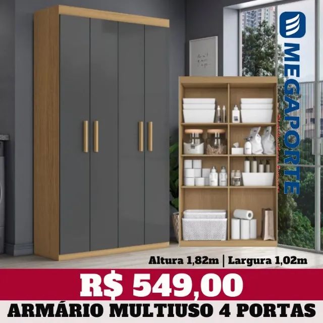 Armário Escritório Multiuso 4 Portas (Novo) Entrega Grátis! - Foto 2