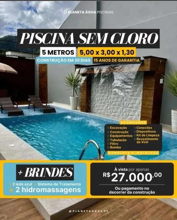 Piscina Sem Cloro 5 metros - 15 anos de garantia
