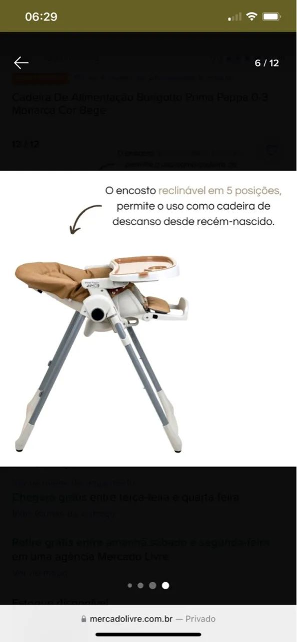 Cadeira de Alimentação Burigotto Prima Pappa 0-3 Monarca Bege