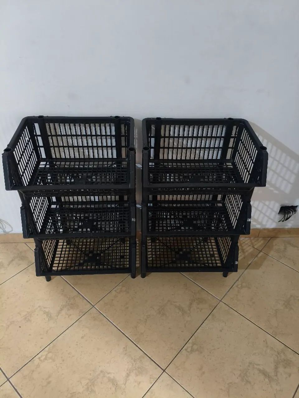 Cesto Plástico Gôndola Empilhável Resistente 44x36 Preto  - Foto 2