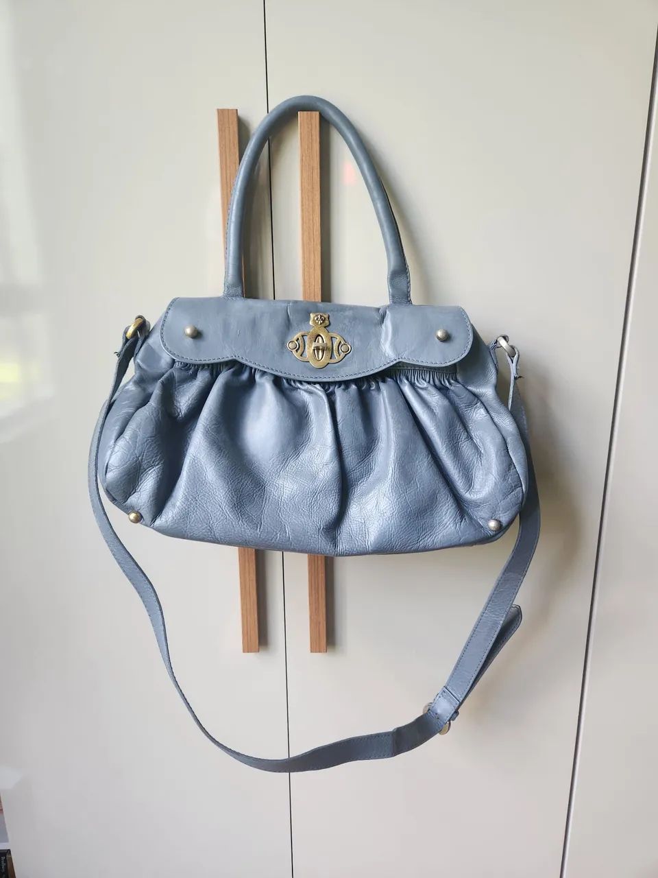 Bolsa de couro cinza mara mac