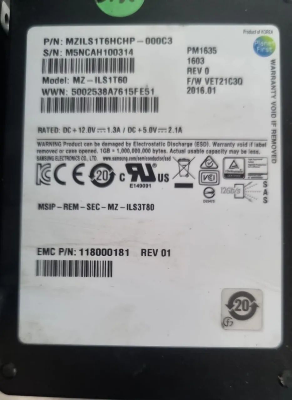 Unidades de estado sólido Samsung SSd 1.6 Tb
