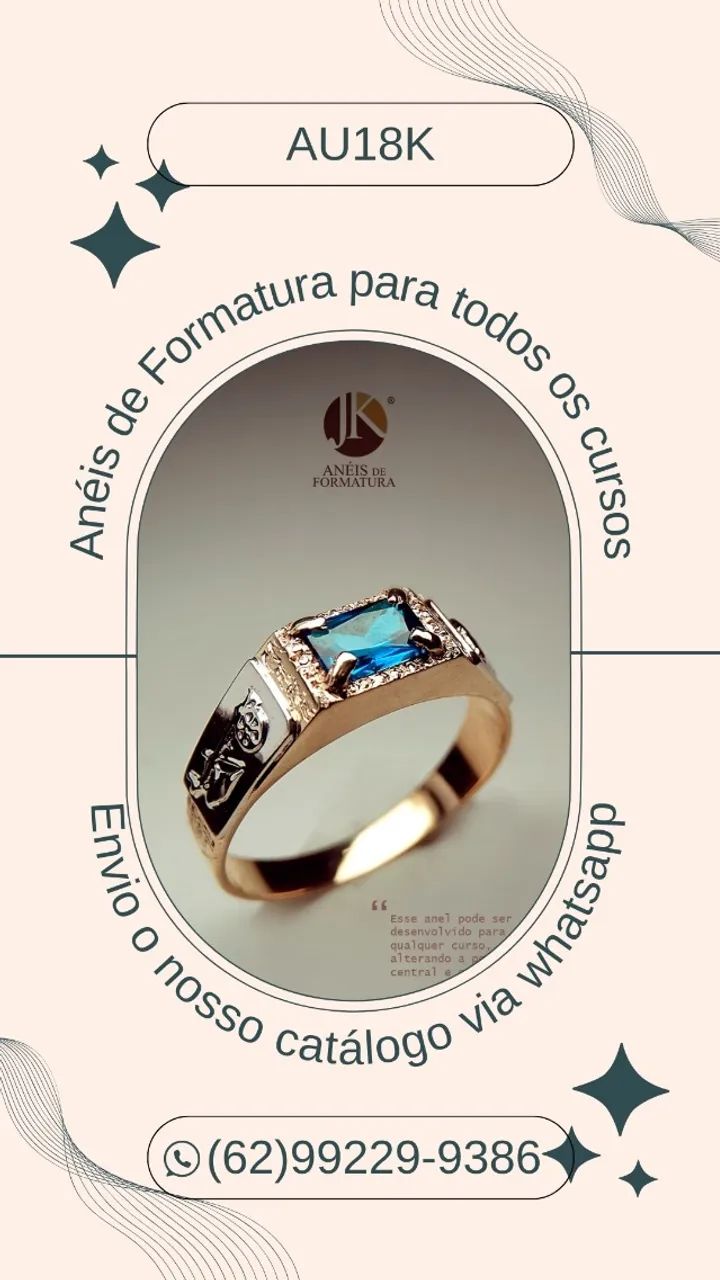 Anéis de Formatura masculino em ouro 18k