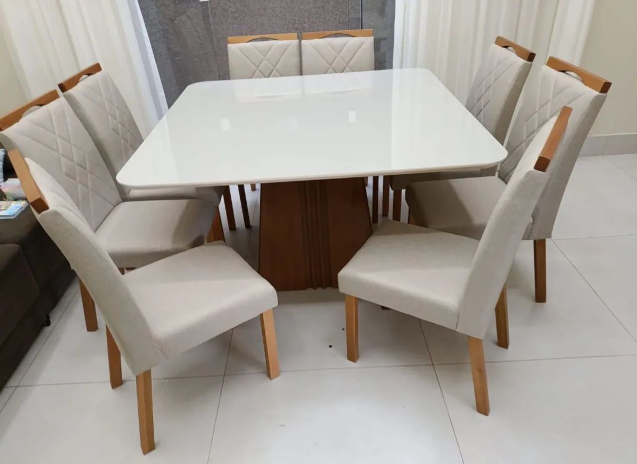 Mesa de jantar quadrada 8 lugares pronta entrega 
