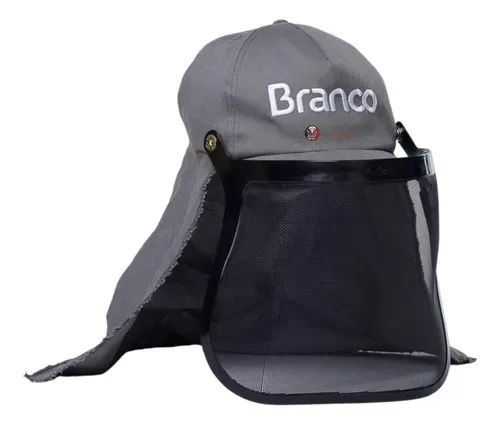 Boné c/protetor facial e nuca p/roçadeira ( Branco )