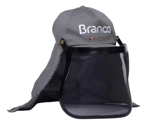 Boné c/protetor facial e nuca p/roçadeira ( Branco )