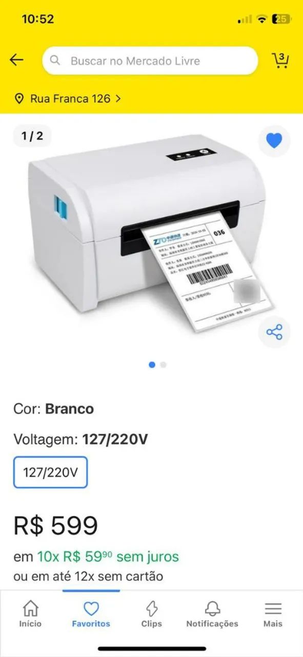 Impressora Etiqueta Ml Alta Velocidade Bluetooth Usb Cor Branco 110 240v (bivolt 