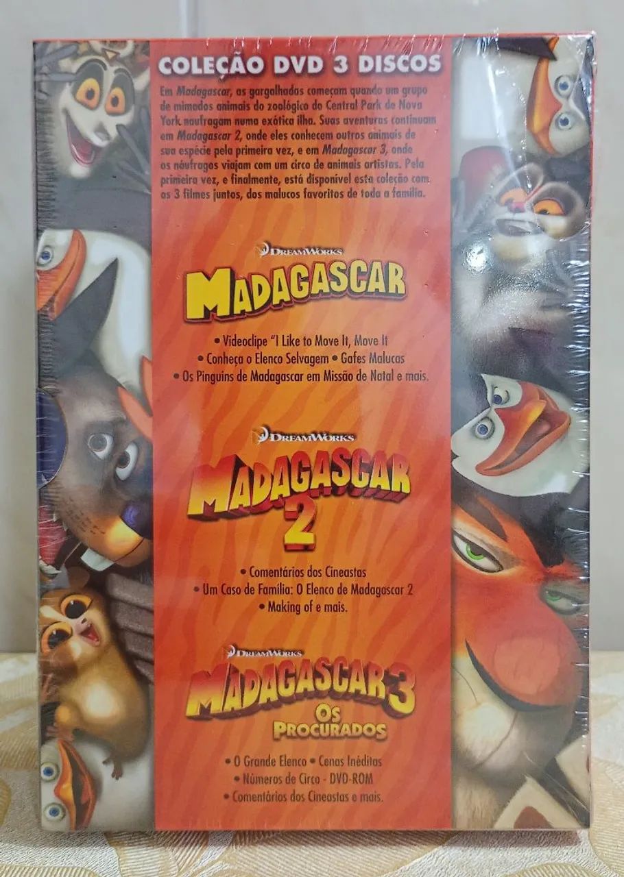 Box - Madagascar 1 , 2 E 3 - 3 Dvds - Lacrado - Foto 2