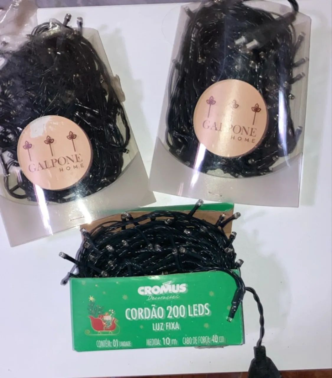 Cordão CROMUS de LED Luz Branca Quente com Fio Verde 600 Leds 30m 220V - Foto 3