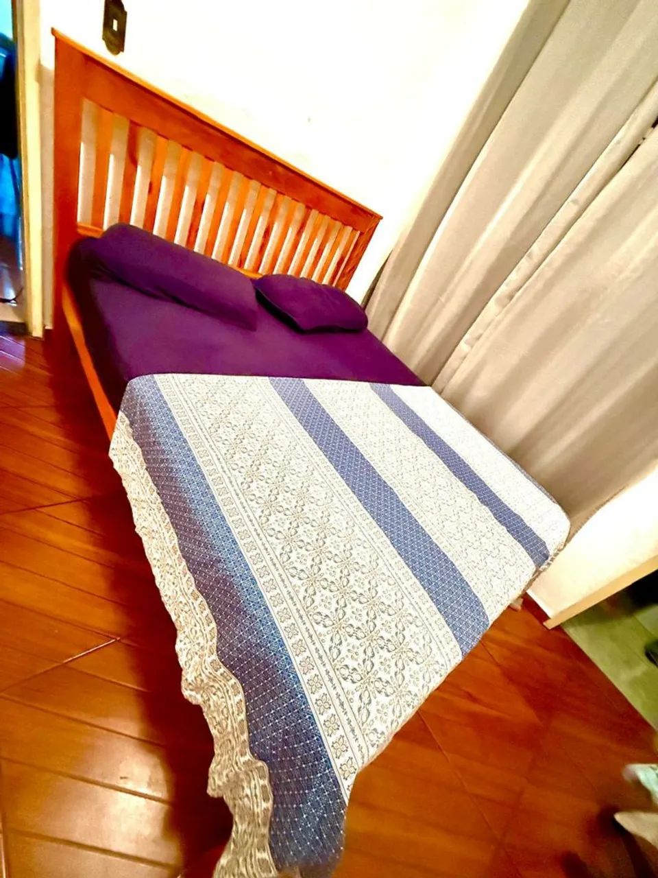 Cama de madeira maciça reforçada peroba rosa. - Foto 5