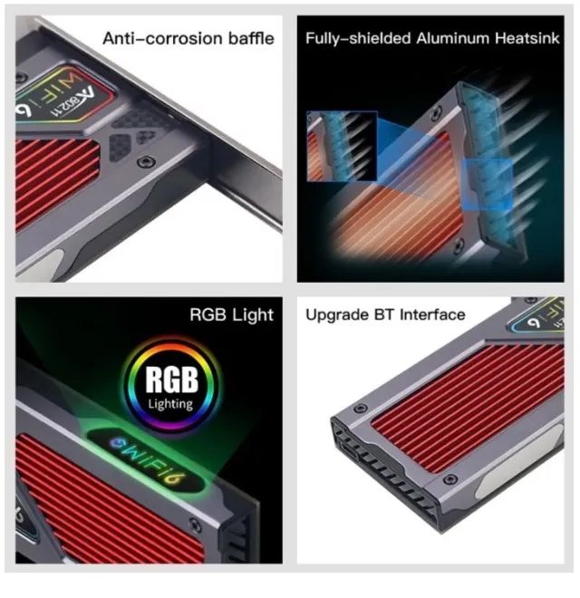 Placa FENVI AXE3000RGB WI-FI 6E , BLUETOOTH 5.3 - Foto 2