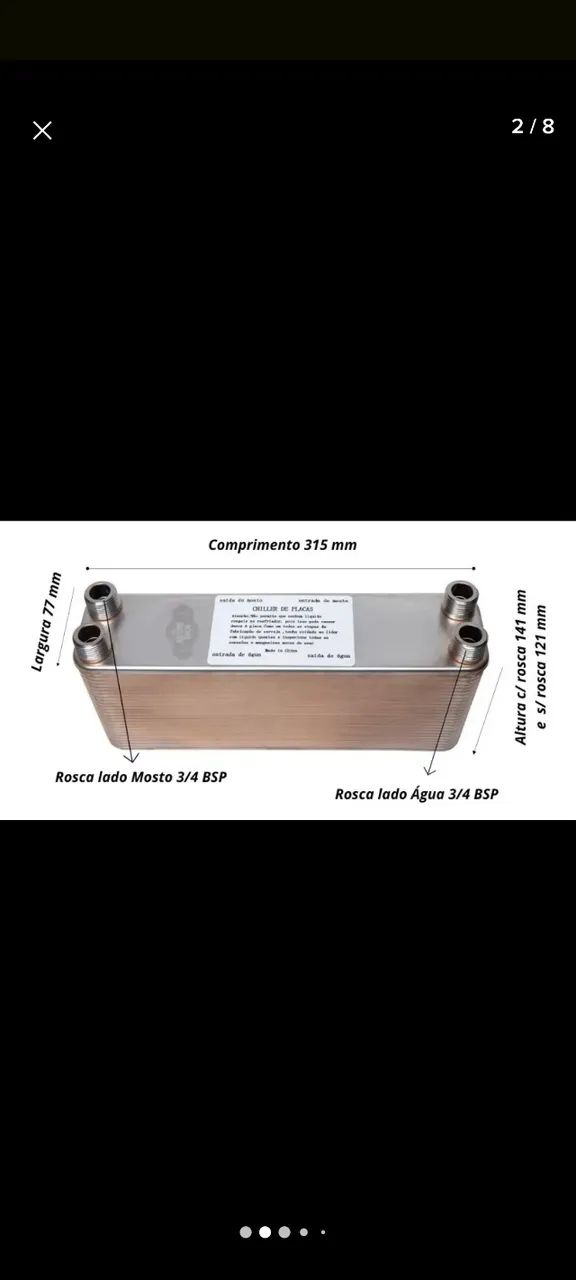 Chiller 50 placas inox longo resfriador para cerveja artesanal - Foto 2