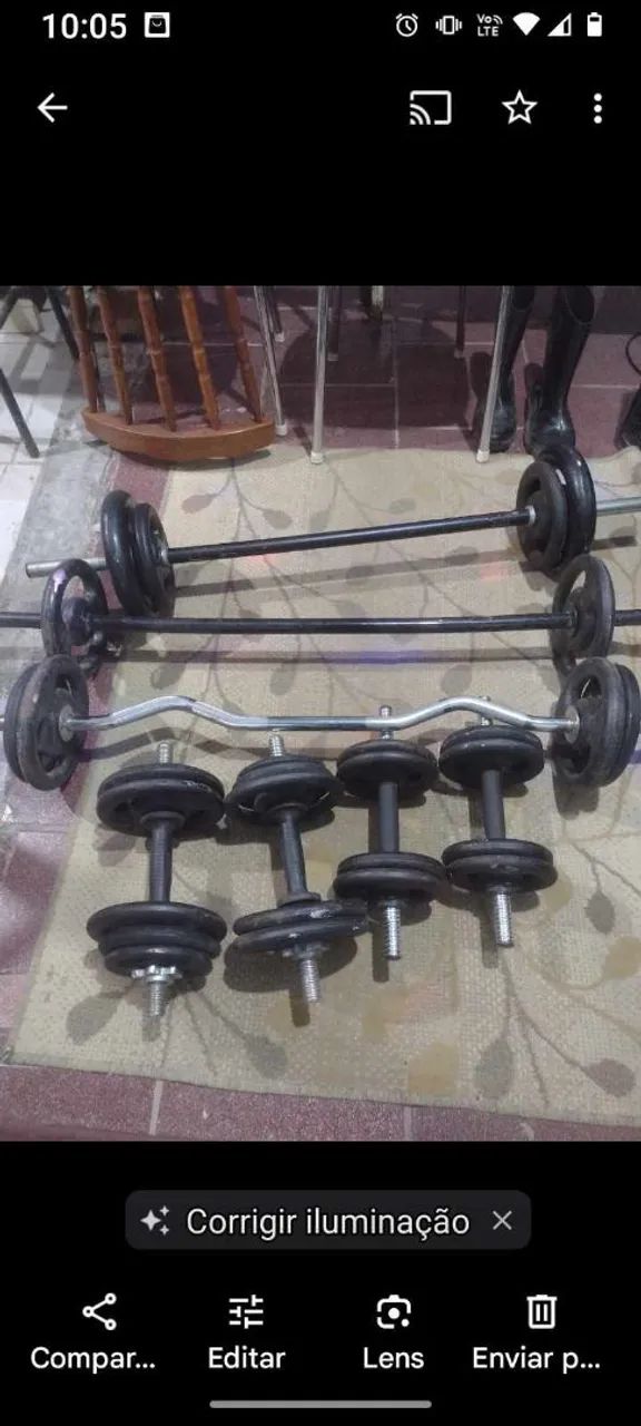 Kit de halteres e barras para musculação