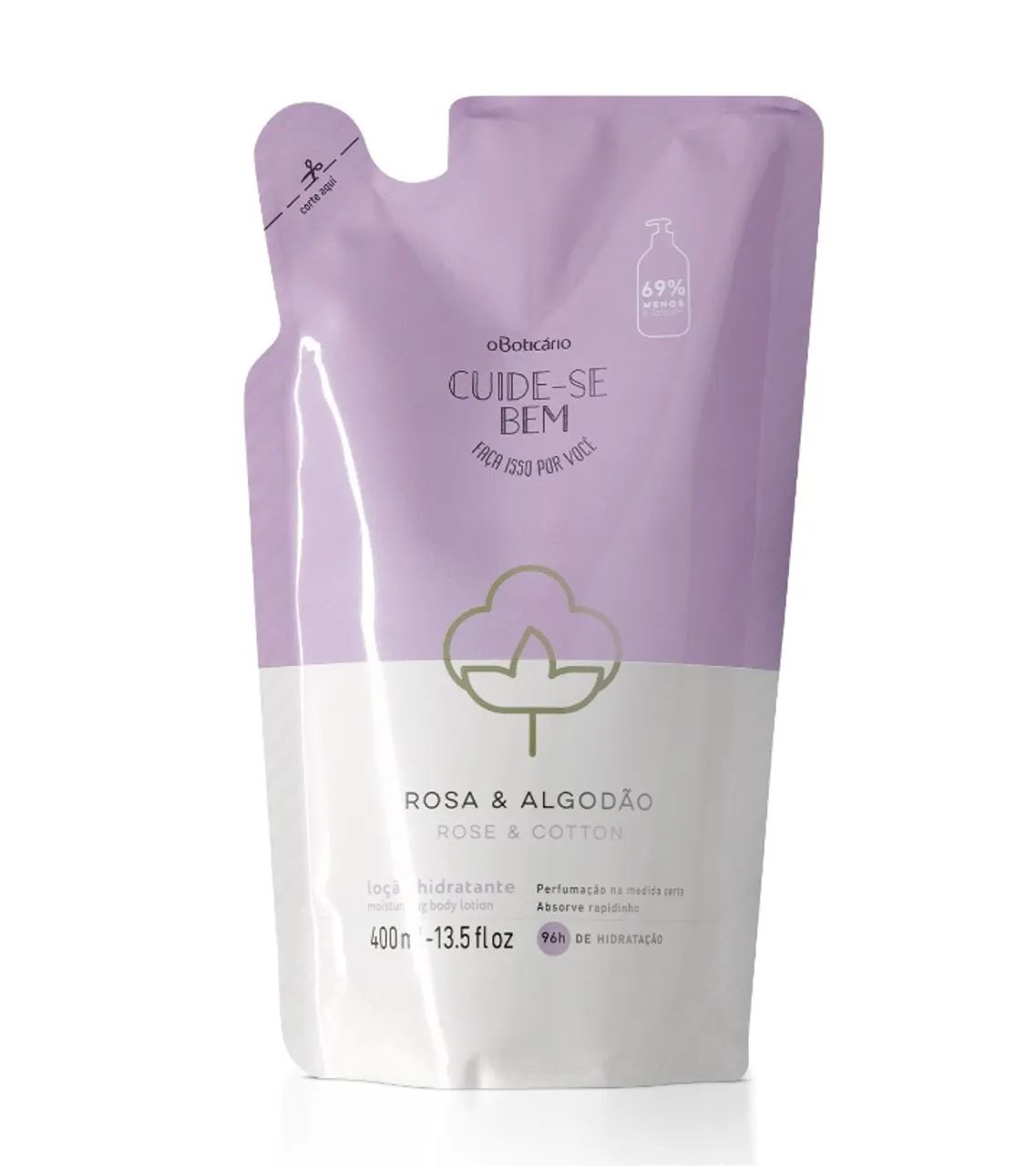 Refil Rosa & Algodão (Cuide-se Bem) O Boticário - 350ml