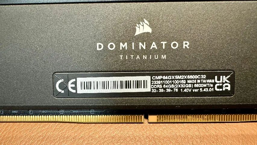 64GB (2x32GB) DDR5 RAM Corsair Dominator Titanium 6600MT/s RGB64312423464707123