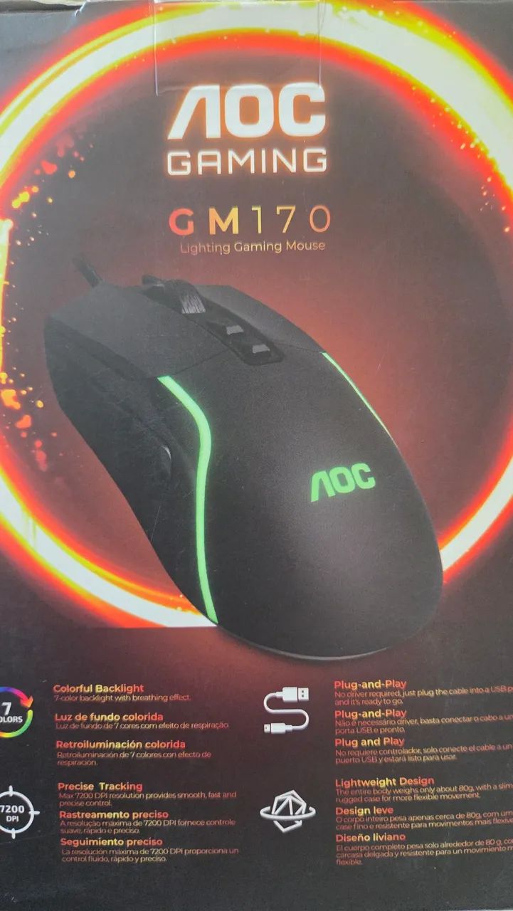 Mouse Gamer AOC GM170 7200 DPI ORIGINAL 