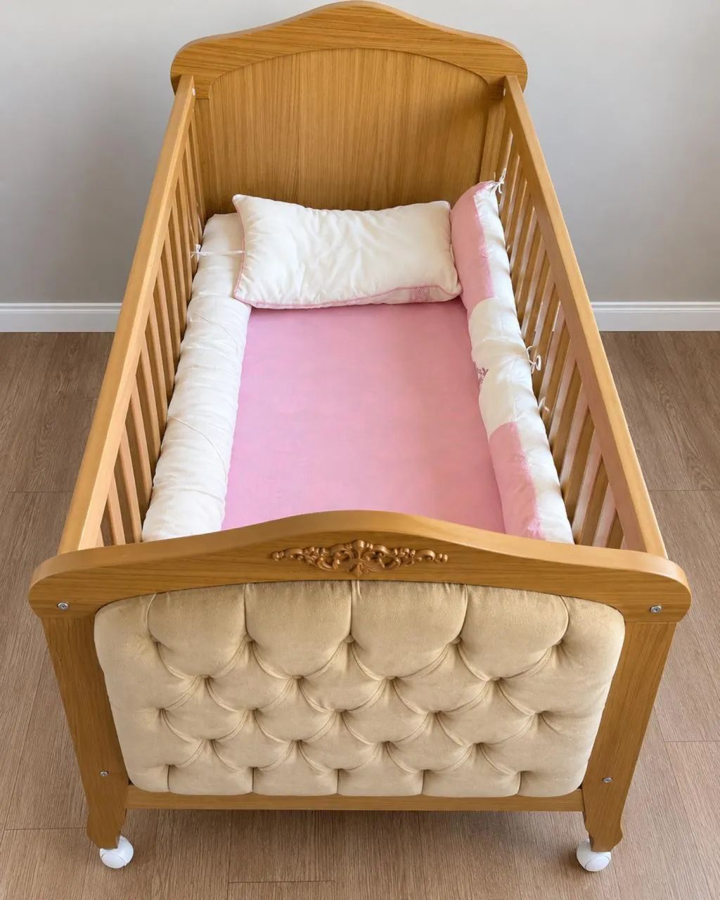 Berço Mini Cama Com Capitonê Alegria Espresso Móveis Nature Nature