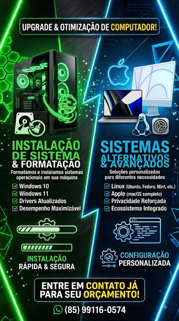 Formatação e instalação de sistemas e pacote office