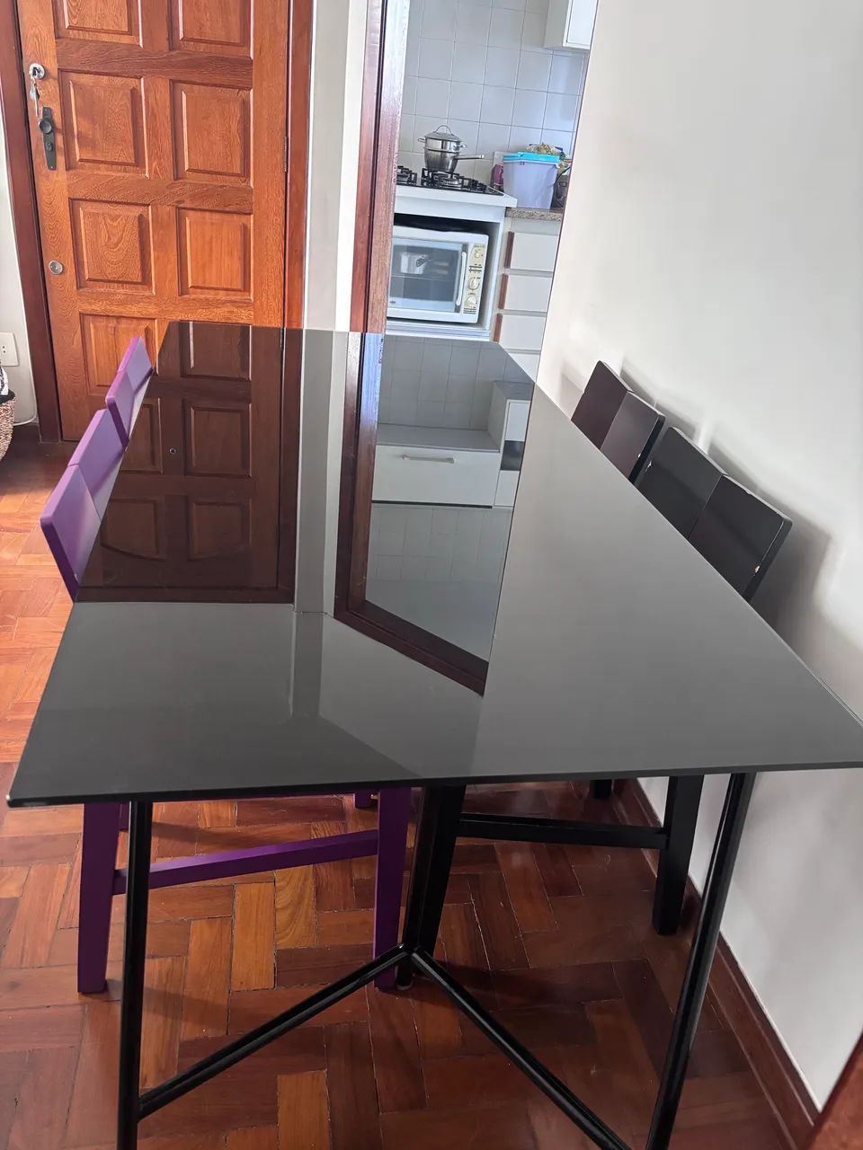 Mesa Vidro e Aço 1,60x80cm Muito Nova