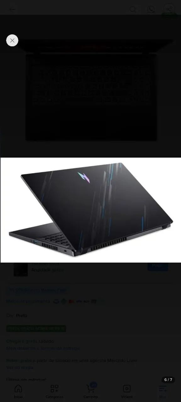 Notebook V15 Anv15-51-58az 13°geração 32gb Intel Core I5 Acer Preto - Foto 3