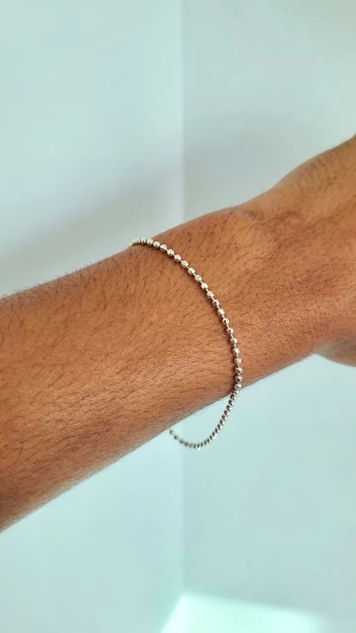 Pulseira Bolinhas Diamantadas Prata 925 - Foto 2