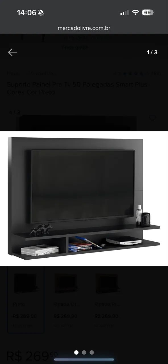 Painel para TV com prateleira - 50 polegadas  - Foto 2