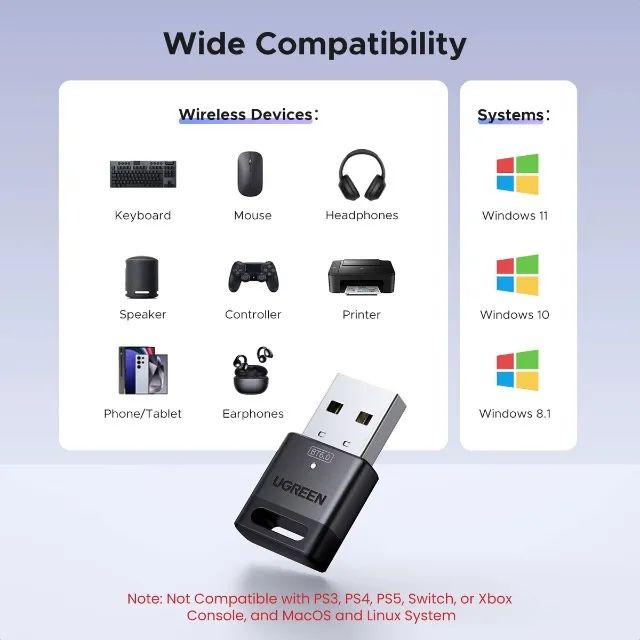 Adaptador Usb Bluetooth 6.0 Ugreen Pc Controle Ps5 Xbox Fone - Foto 2