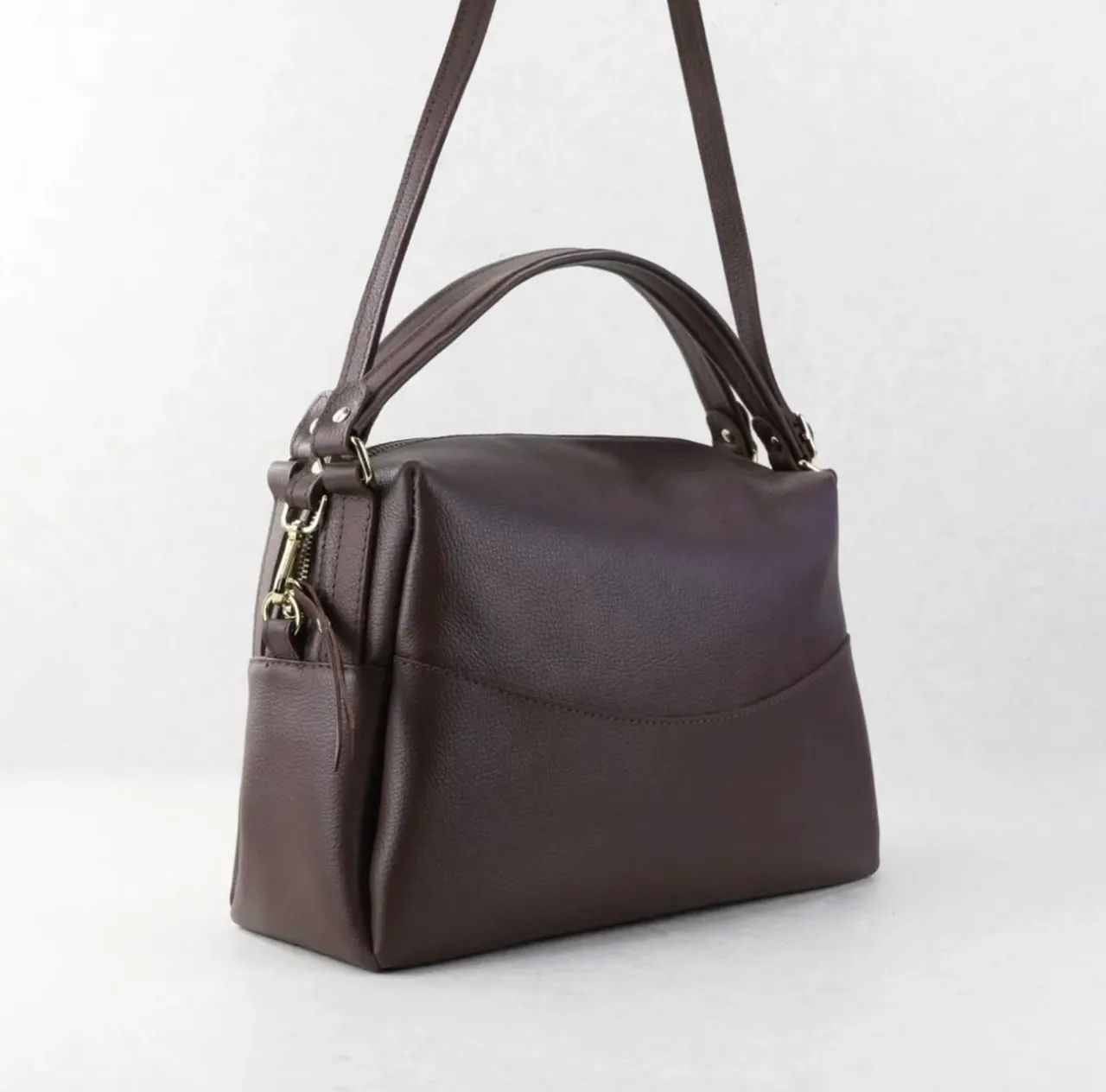 Bolsa em couro legítimo com alça transversal e de mão  - Foto 2