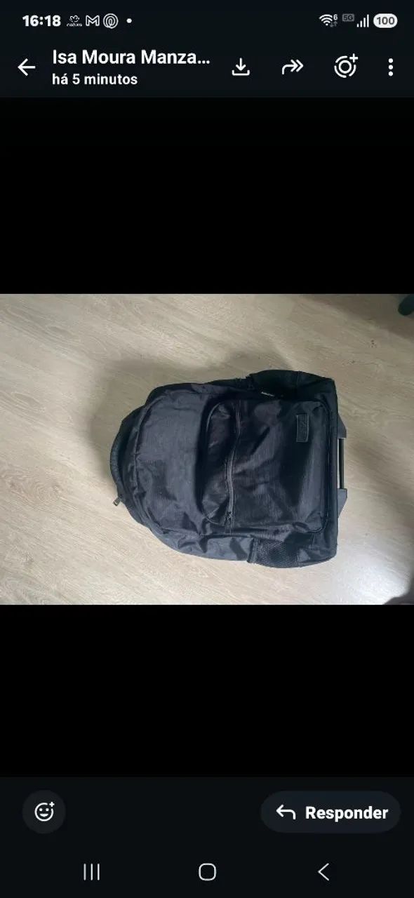 Mochila Bagaggio /executiva  preta com  suporte, rodinhas e  alças  - Foto 5