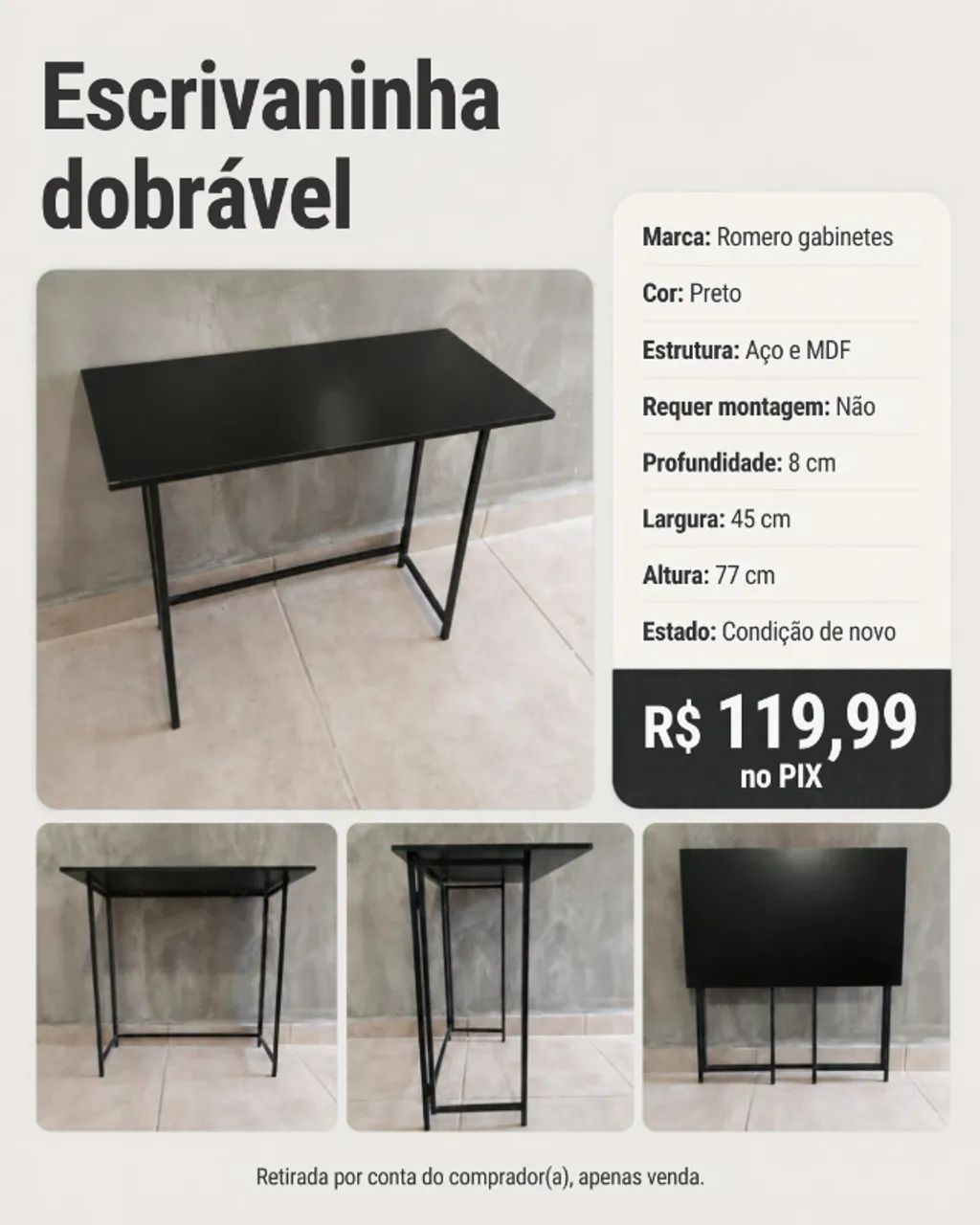 Escrivaninha dobrável