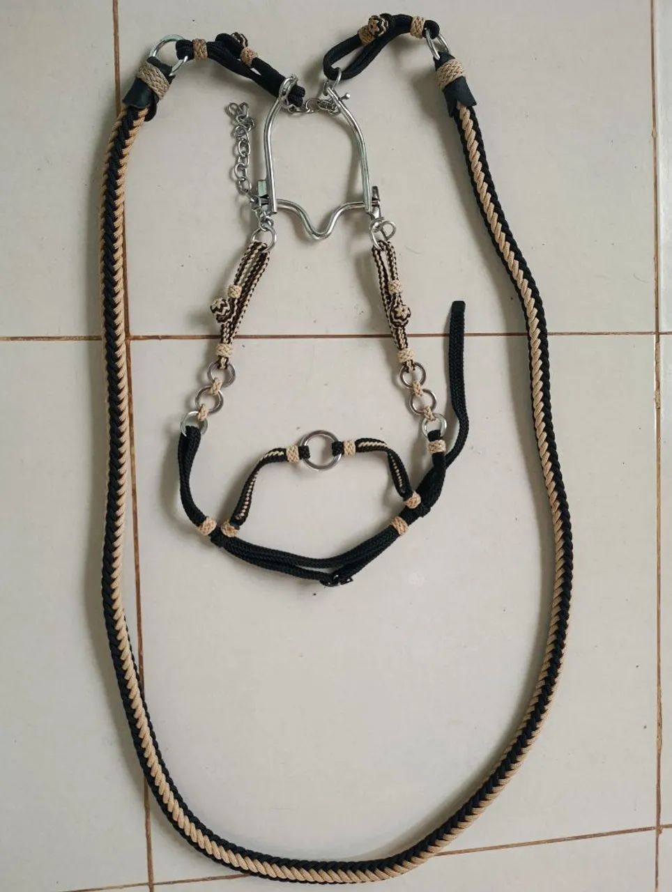 Cabeçada + Freio + Rédea + Peiteira com argolas 