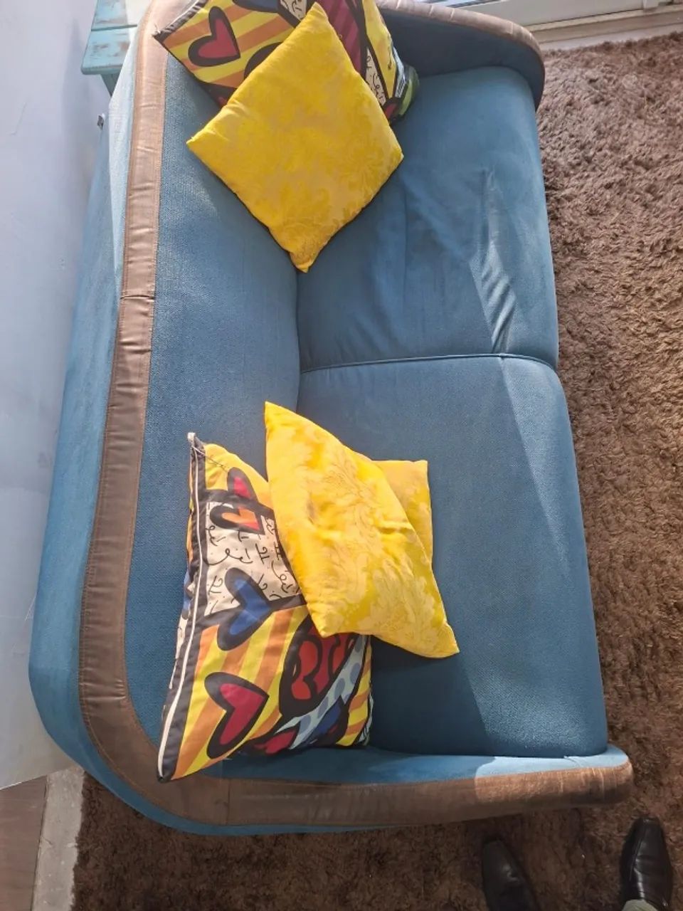 Sofá cama compacto azul, Sofá cama prático de montar e confortável  - Foto 2