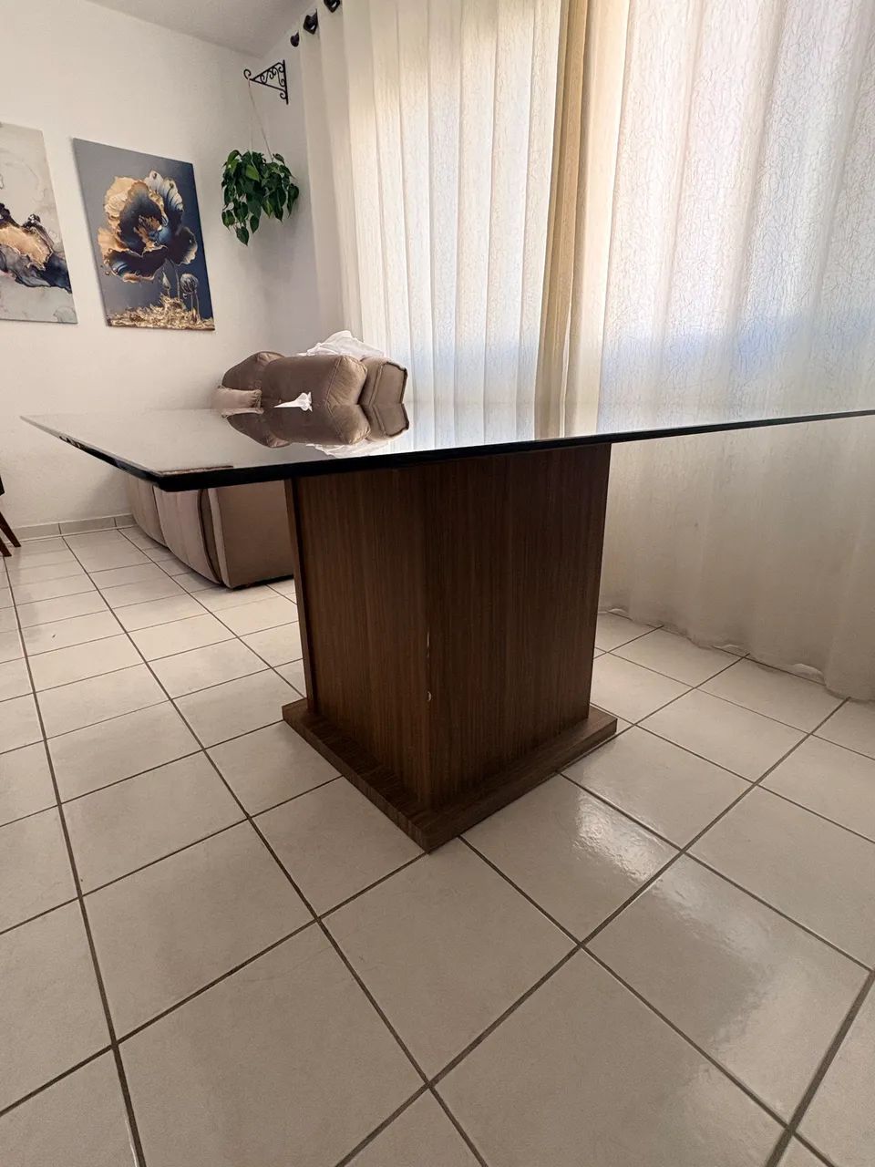 Mesa de Jantar Grande 1,40 x 1,40 com Tampo de Vidro - Foto 2