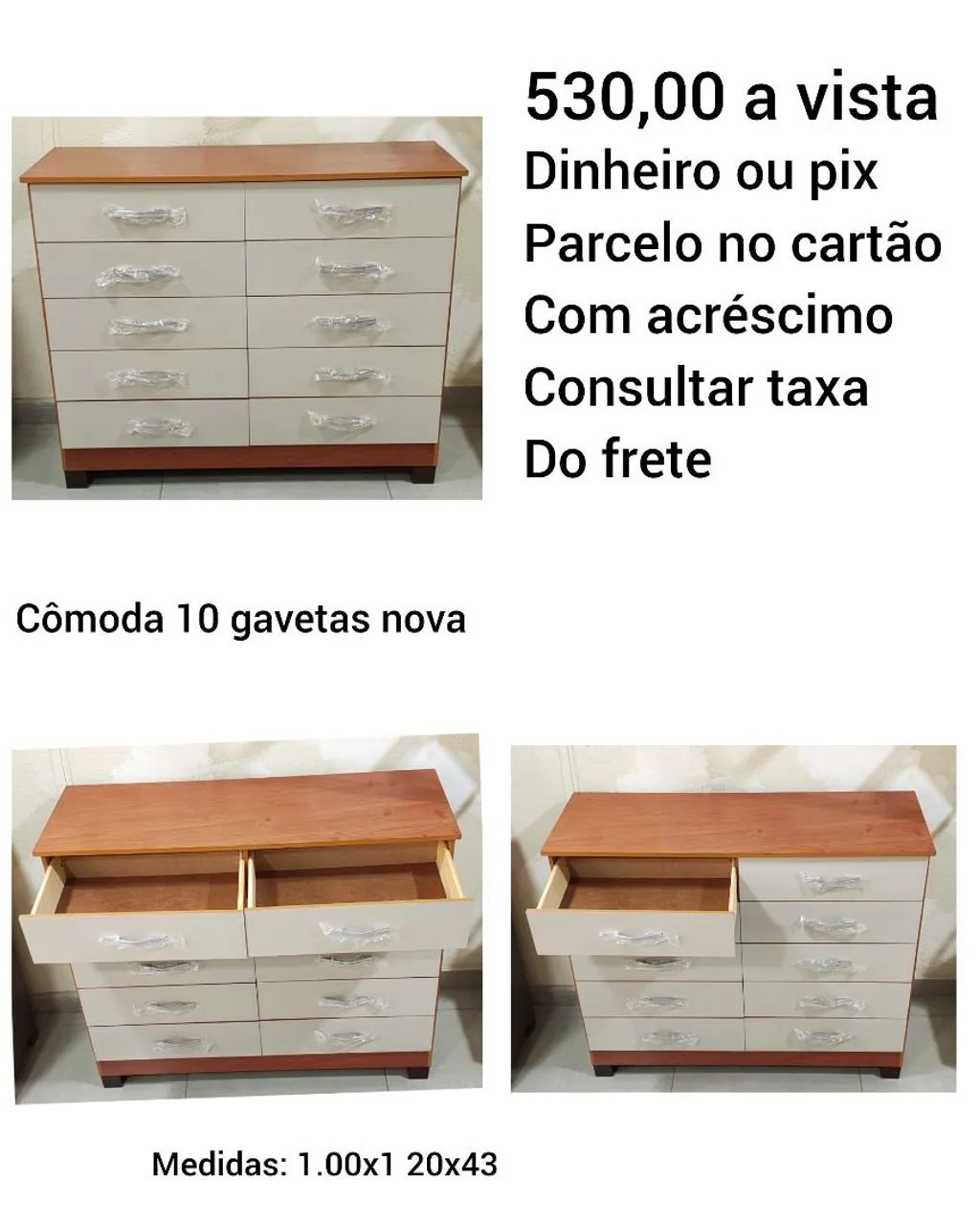 Cômoda 10 gavetas nova