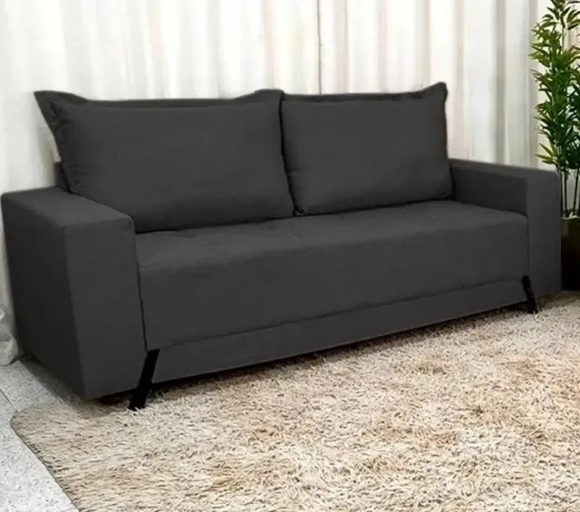 SOFÁ LIVING ASTRA 198CM 3 LUGARES EM VELUDO COM ALMOFADAS SOLTAS