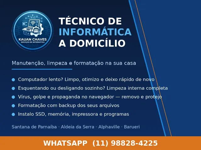 Técnico de Informática a Domicílio - Manutenção, Limpeza e Formatação de PC e Notebook